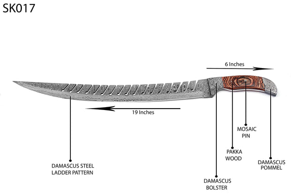 Viking Warrior's Hand Forged Damascus Steel Battle Sword : SK017