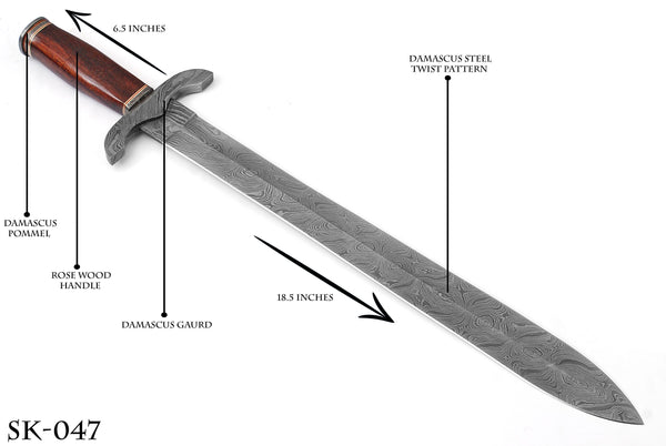 Hand Forged Sword Damascus Steel Viking Sword, Battle Ready Sword, Gift for Him, Wedding Gift for Husband, Anniversary Gift SK047