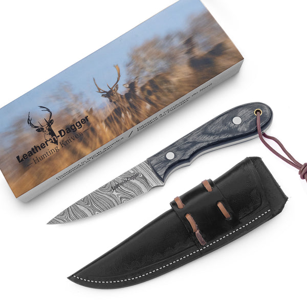 Hand-Forged Damascus Skinner Knife – Leather-N-Dagger