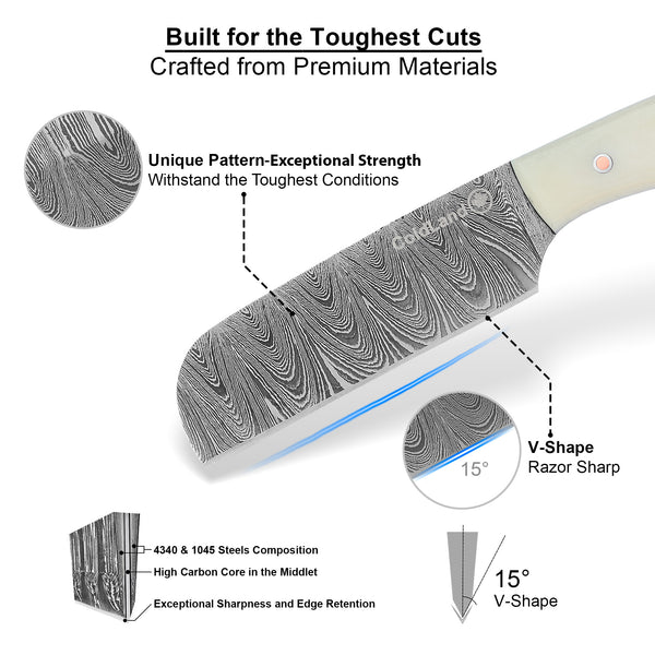 ColdLand Damascus Cowboy Knife – Hand-Forged Precision for the Outdoors NMK09