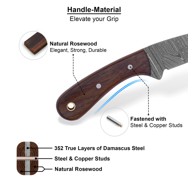 ColdLand Hand-Forged Damascus Skinner Knife – Compact & Reliable NMK07
