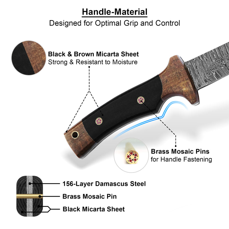 Hand-Forged Damascus Bushcraft Hunting Knife