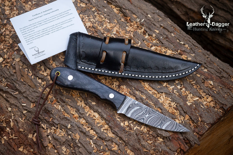Hand-Forged Damascus Skinner Knife – Leather-N-Dagger
