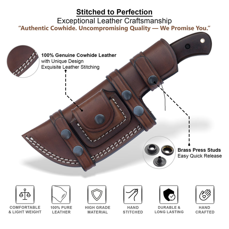 Damascus Tracker Knife – 11.4” Rose Burl Wood Handle | SHK01 by ColdLand Knives