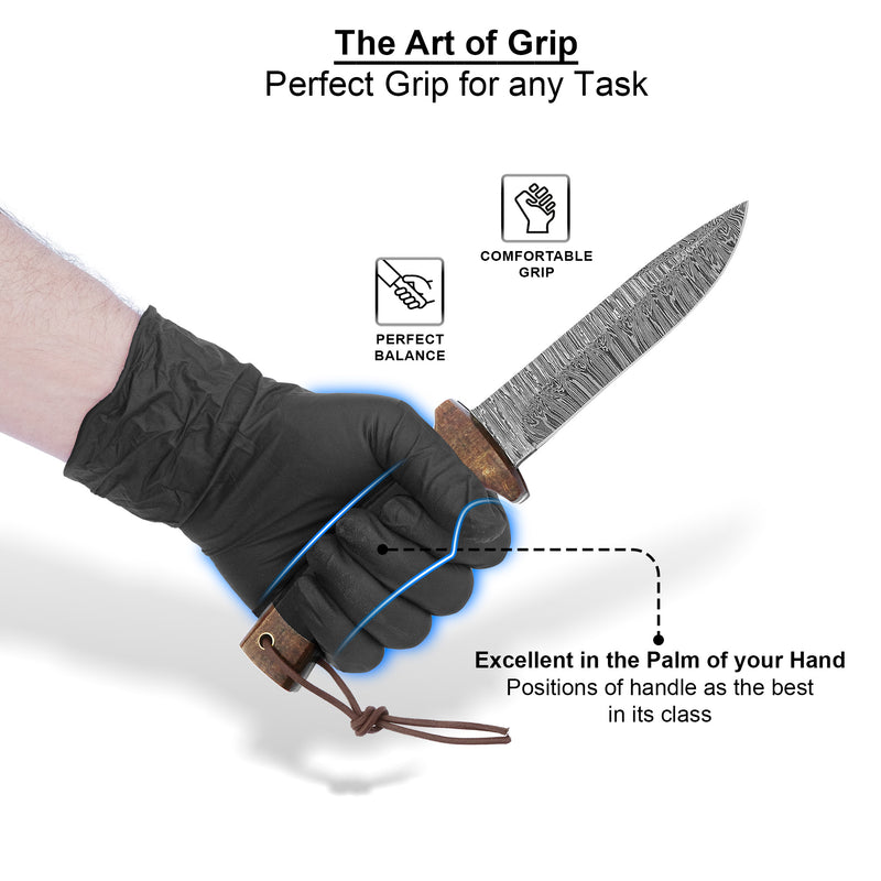 Hand-Forged Damascus Bushcraft Hunting Knife