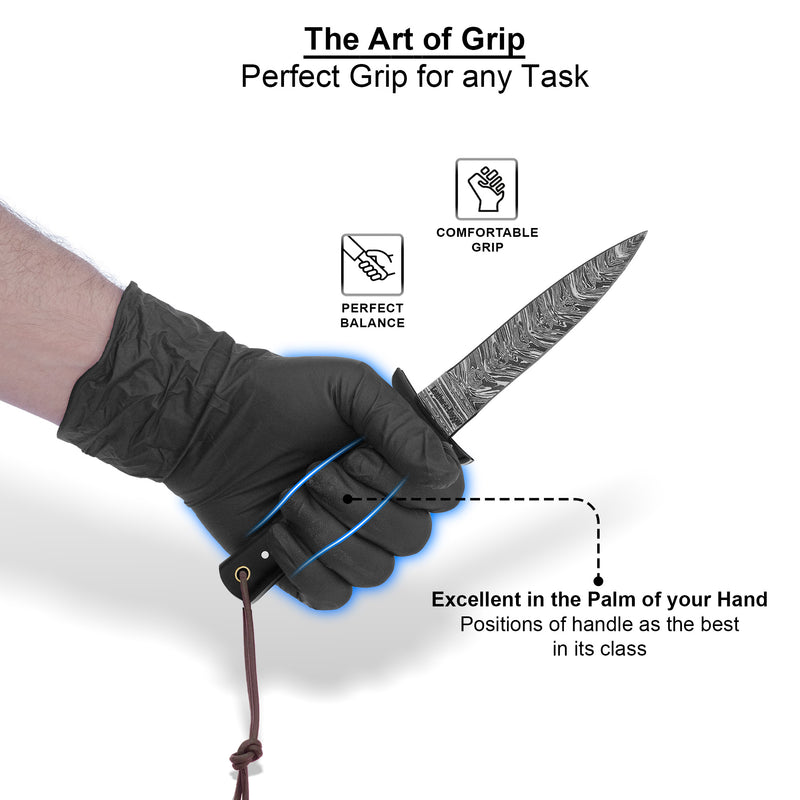 Hand-Forged Damascus Dagger Knife – Black Micarta Handle