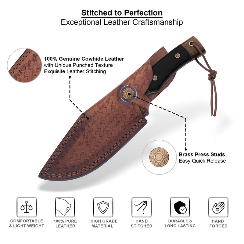 Hand-Forged Damascus Bushcraft Hunting Knife