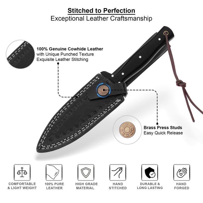 Hand-Forged Damascus Dagger Knife – Black Micarta Handle