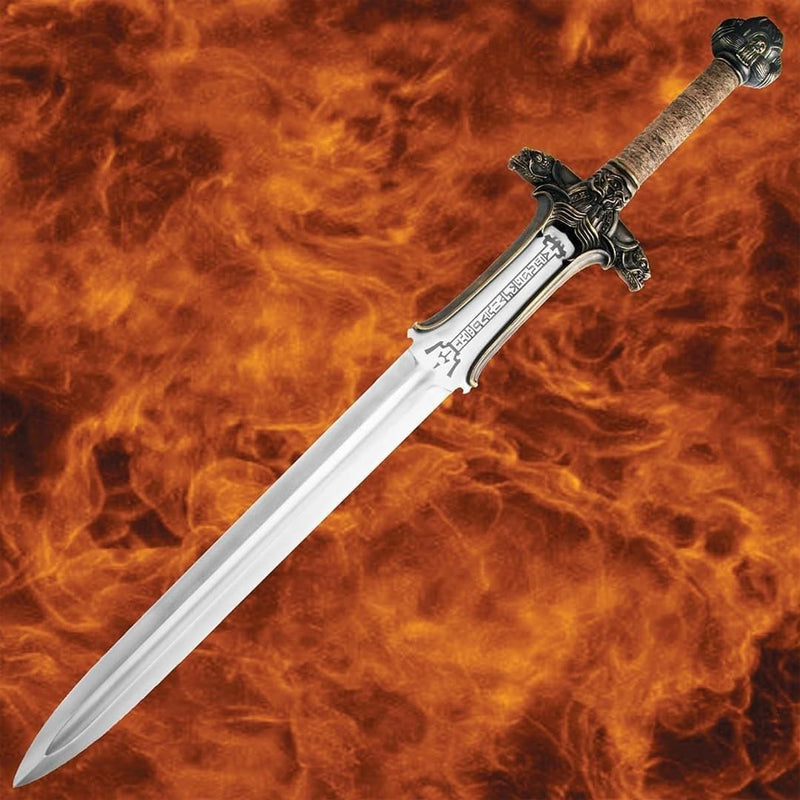 Handmade Conan Atlantean Sword – 1095 High Carbon Steel, Full Tang, Brass Fittings & Leather Sheath | Battle Ready Viking Sword Replica SW104