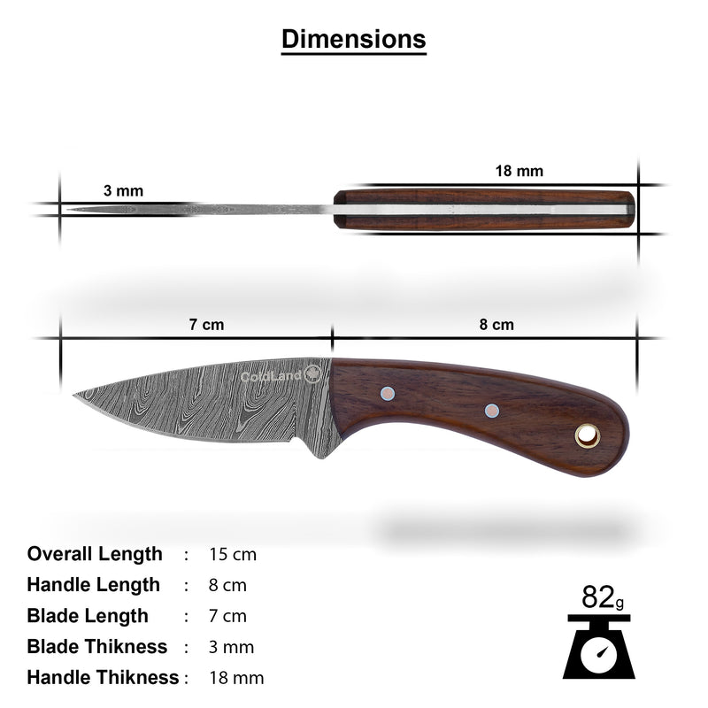 ColdLand Hand-Forged Damascus Skinner Knife – Compact & Reliable NMK07