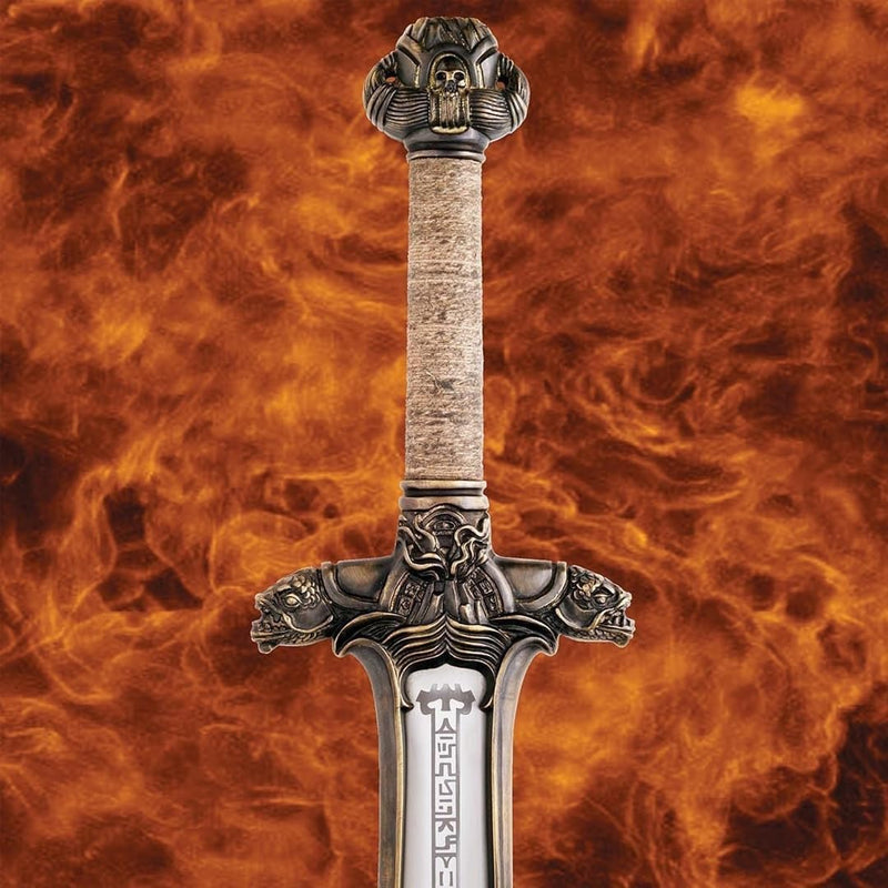 Handmade Conan Atlantean Sword – 1095 High Carbon Steel, Full Tang, Brass Fittings & Leather Sheath | Battle Ready Viking Sword Replica SW104