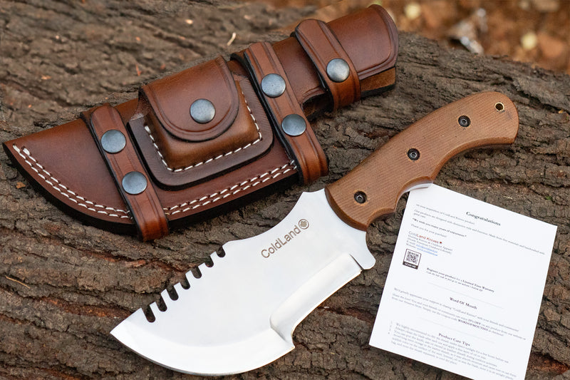 J2 Steel Tracker Knife 11.41” with Desert Micarta Handle – SHK02 by ColdLand Knives