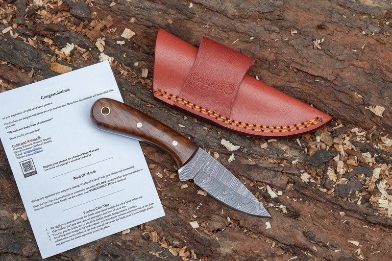 ColdLand Hand-Forged Damascus Skinner Knife – Compact & Reliable NMK07