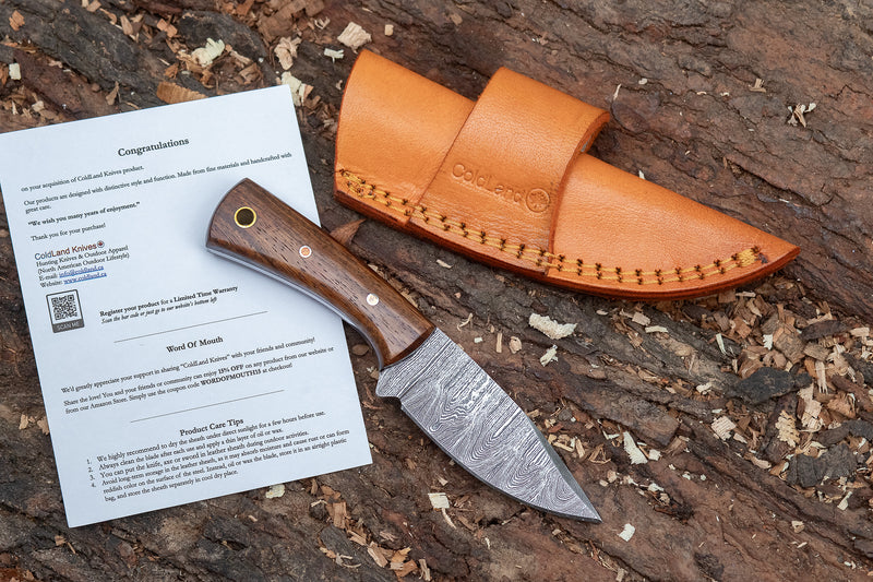 ColdLand Hand-Forged Skinner Hunting Knife – Damascus Steel with Rosewood Handle NMK02