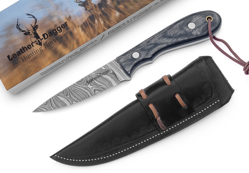 Hand-Forged Damascus Skinner Knife – Leather-N-Dagger