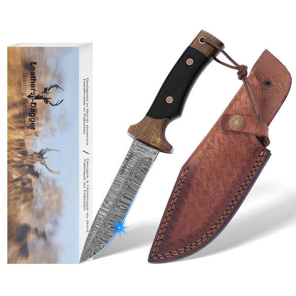 Hand-Forged Damascus Bushcraft Hunting Knife