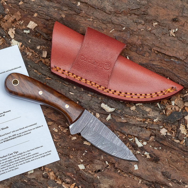 ColdLand Hand-Forged Damascus Skinner Knife – Compact & Reliable NMK07