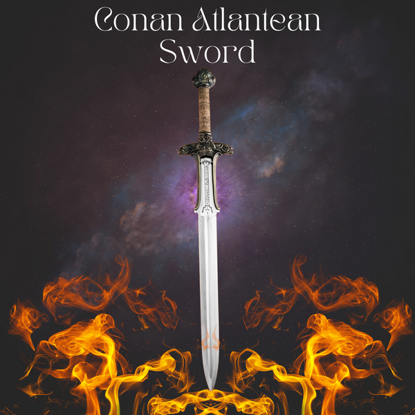Handmade Conan Atlantean Sword – 1095 High Carbon Steel, Full Tang, Brass Fittings & Leather Sheath | Battle Ready Viking Sword Replica SW104