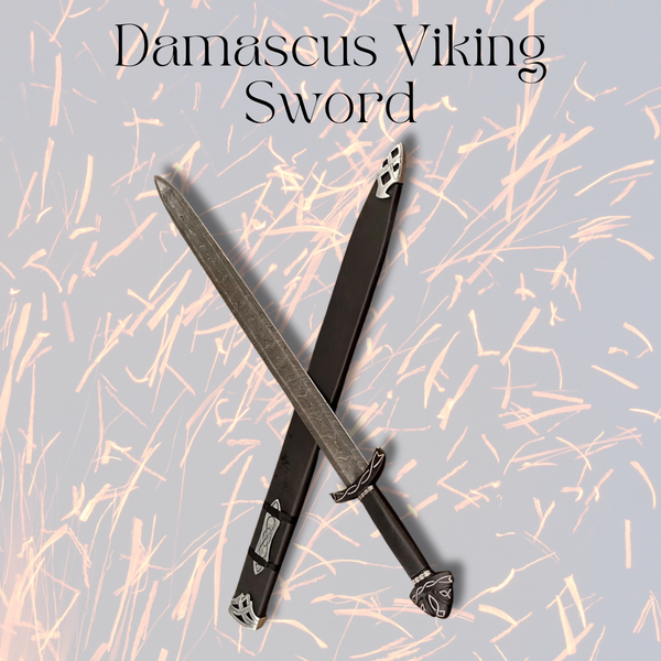 Battle Sword Real – Handmade Damascus Viking Sword | Functional Medieval Barbarian Sword with Leather Sheath | The Last Kingdom Uhtred Replica Gift SW106