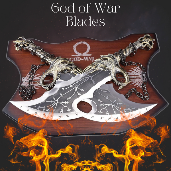 God of War Blades of Chaos – Metal Twin Blades of Kratos | Stainless Steel Game Replica Swords | Collectible Display Set for Fans & Gamers SW107
