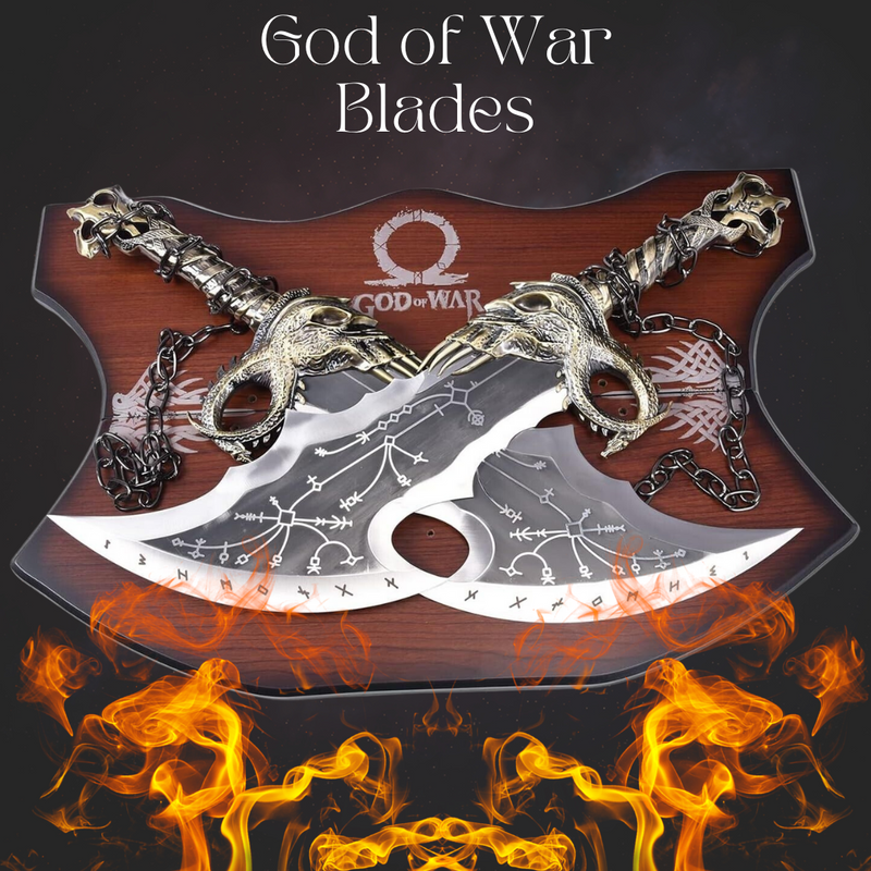 God of War Blades of Chaos – Metal Twin Blades of Kratos | Stainless Steel Game Replica Swords | Collectible Display Set for Fans & Gamers SW107