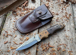 Folding Pocket Knife J2 Steel with Wenge Wood Handle & Hand Engraved Copper Bolster – ColdLand USFOL10