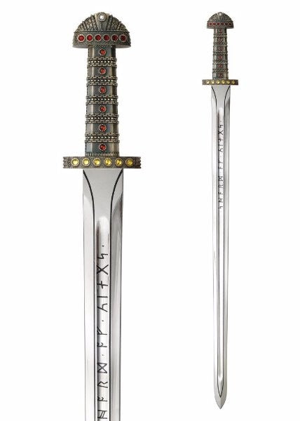 Viking Sword of Ragnar Lothbrok 40" – Handmade Functional Viking Sword with Runes & Jewel Hilt | Authentic Sword of Kings Replica SW102