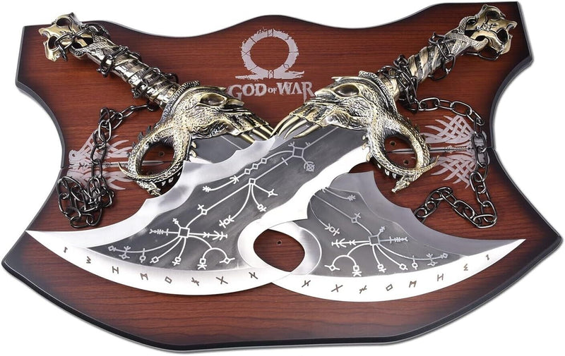 God of War Blades of Chaos – Metal Twin Blades of Kratos | Stainless Steel Game Replica Swords | Collectible Display Set for Fans & Gamers SW107