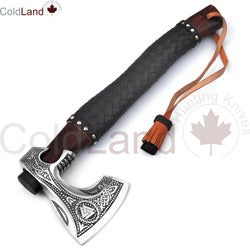 Viking Axe, Camping Axe, Hunting Axe, Carving Axe, Bearded, One-of-a-Kind, Engraved Blade, Rose Wood,- ColdLand Knives