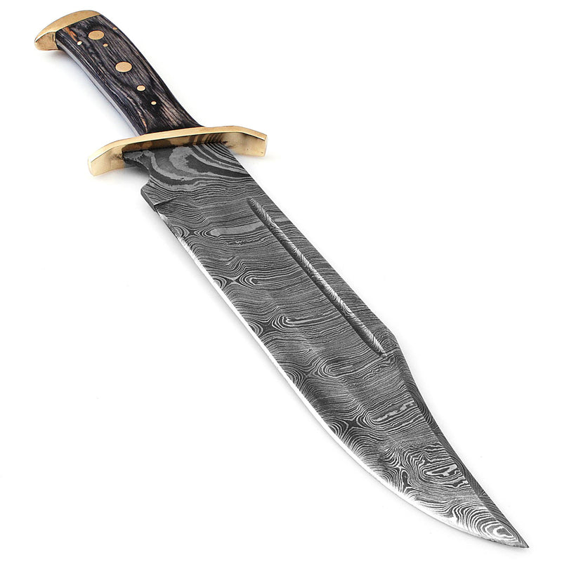 Damascus Bowie Hunting Knife One-of-a-Kind 16.50 inches Pakka Wood Handle Custom Made by ColdLand HSMH06 - ColdLand Knives