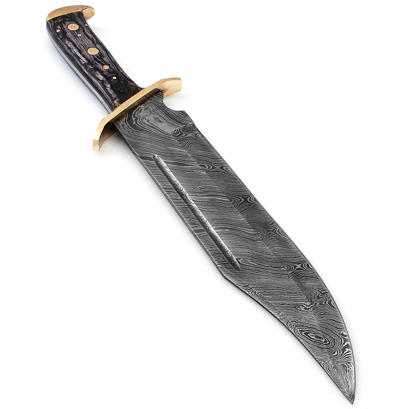 Damascus Bowie Hunting Knife One-of-a-Kind 16.50 inches Pakka Wood Handle Custom Made by ColdLand HSMH06 - ColdLand Knives