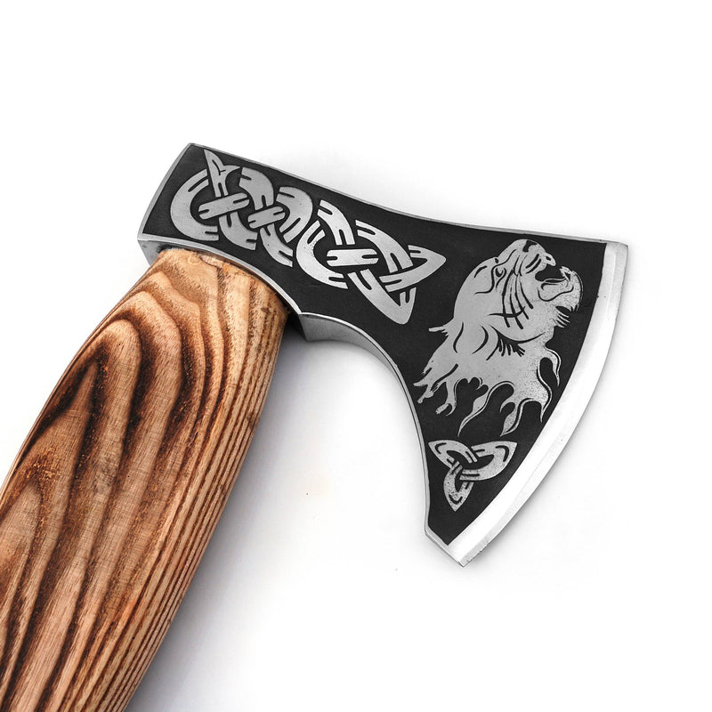 Viking Axe, Camping Axe, Hunting Axe, Carving Axe, Bearded, One-of-a-Kind, Engraved Blade, Etched Wood ARSAXE03 - ColdLand Knives