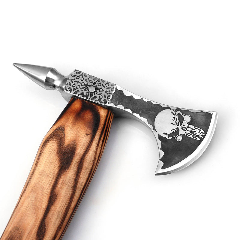 Skull Axe, Viking Axe, Camping Axe, Hunting Axe, Carving Axe, Bearded, One-of-a-Kind, Engraved Blade, ARSAXE05 - ColdLand Knives