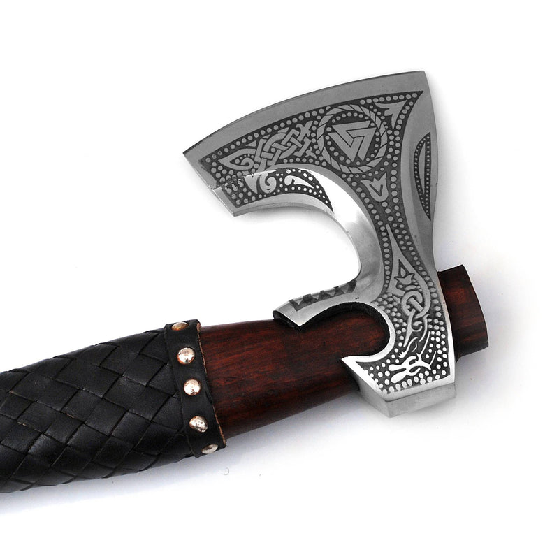 ONLYHANDMADE USA QUALITY Hache Viking en acier au carbone forgé avec tige en bois de rose, hache de camping barbu viking, meilleur cadeau d'anniversaire pour lui, 45,7 cm (hache Valknut ONLYHANDMADE USA QUALITY Hache Viking en acier au carbone forgé avec tige en bois de rose, hache de camping barbu viking, meilleur cadeau d'anniversaire pour lui, 45,7 cm (hache Valknut