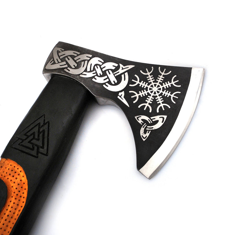 Viking Axe, Camping Axe, Hunting Axe, Carving Axe, Bearded, One-of-a-Kind, Engraved Blade, Etched Handle, ARSAXE10 - ColdLand Knives