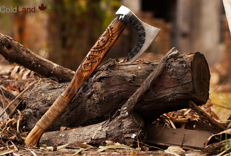 Conquer the Outdoors with our Custom Carbon Steel Camping Axe - ARSAXE15b
