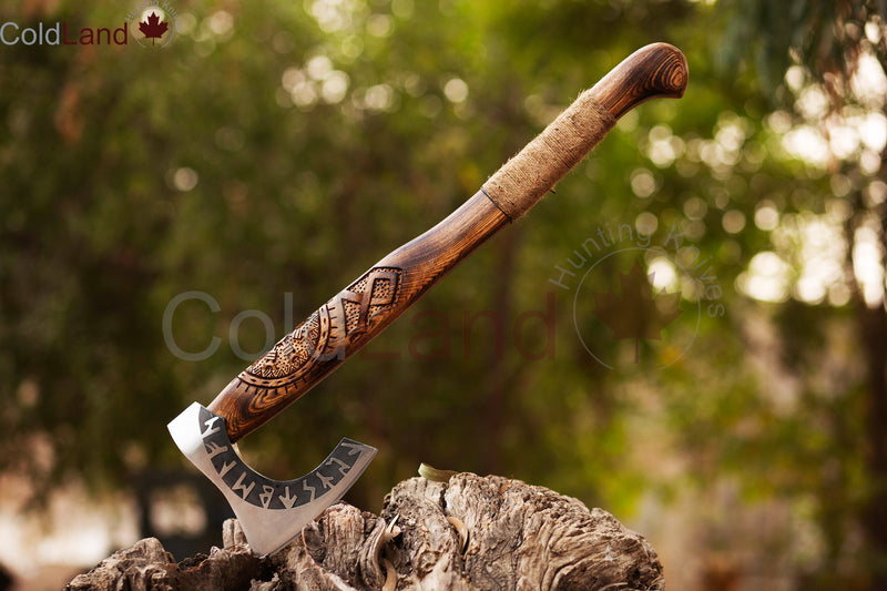 Conquer the Outdoors with our Custom Carbon Steel Camping Axe - ARSAXE15b