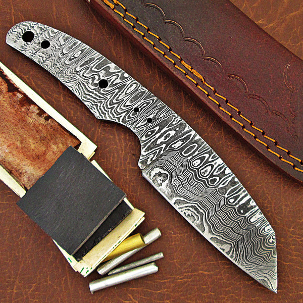  ColdLand Damascus Knife Making Kit DIY Handmade Knife Kit  Includes Knife Blank Knife Steel Blade, Pins, Knife with Sheath, Handle  Scales for Knife Making Supplies, Knife Steel NB114 : Everything Else