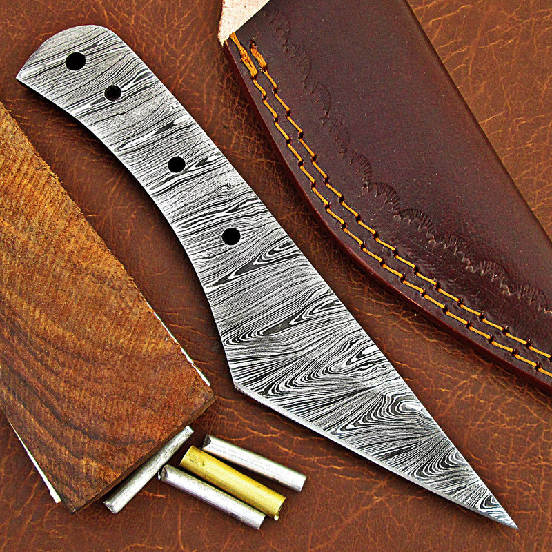  ColdLand Damascus Knife Making Kit DIY Handmade Knife Kit  Includes Knife Blank Knife Steel Blade, Pins, Knife with Sheath, Handle  Scales for Knife Making Supplies, Knife Steel NB114 : Everything Else