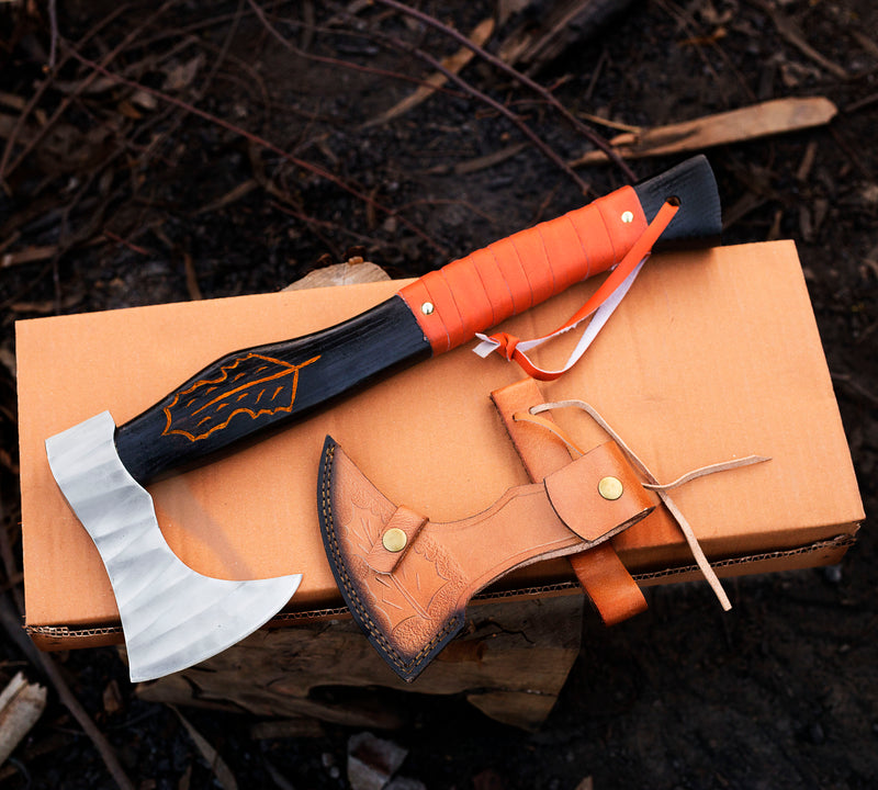 Viking Axe, Camping Axe, Hunting Axe, Carving Axe, Bearded, One-of-a-Kind, Sharp Blade, Solid Wood, ARSAXE12