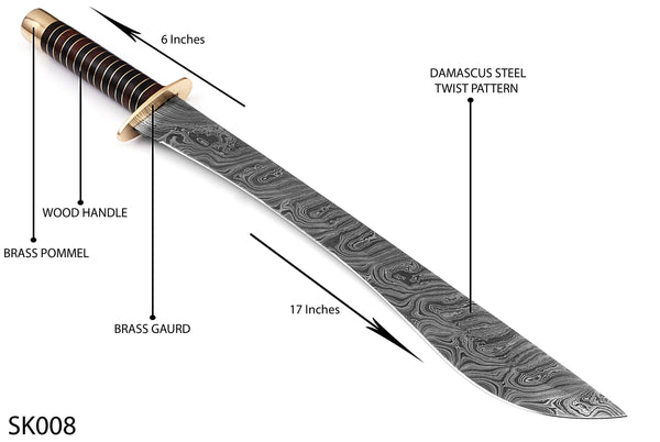 SK008 - Hand Forged Damascus Steel Viking Sword: The Ultimate Battle-Ready Weapon