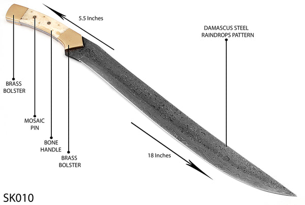 SK010 - Hand Forged Damascus Steel Viking Sword: The Ultimate Battle-Ready Weapon