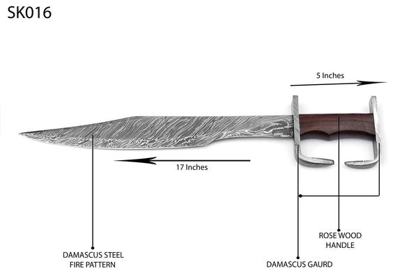 Viking Warrior's Hand Forged Damascus Steel Battle Sword - SK016