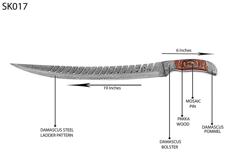 Viking Warrior's Hand Forged Damascus Steel Battle Sword : SK017
