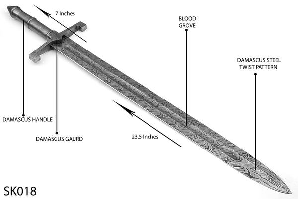 SK018 - Handcrafted Damascus Steel Viking Sword - The Perfect Gift for Him