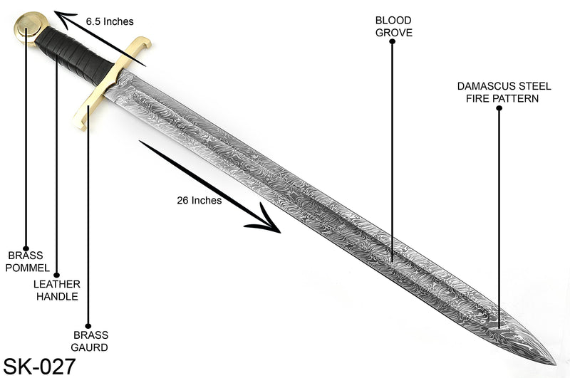 SK027 Hand Forged Damascus Steel Sword - A Gift Fit for a Warrior