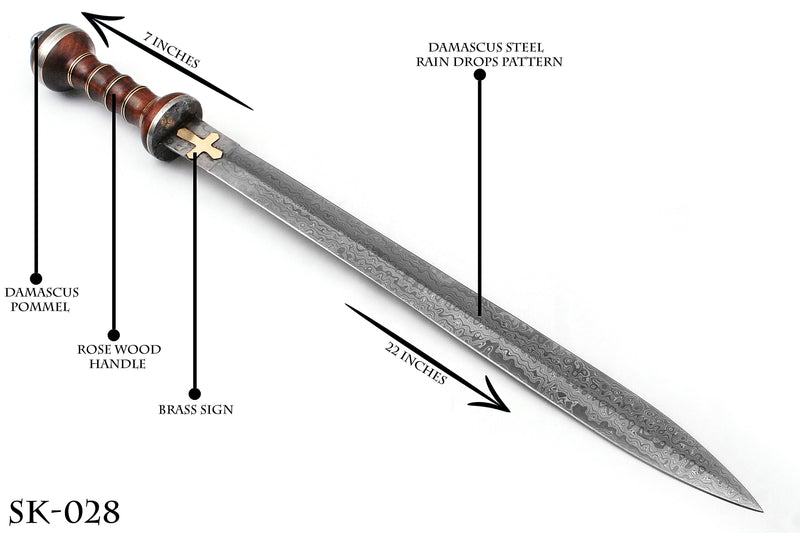 SK028: The Exceptional Handcrafted Damascus Steel Viking Sword