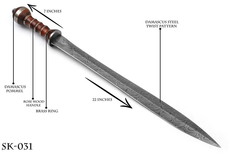 The Perfect Gift for Him: Hand-Forged Damascus Steel Viking Sword SK031