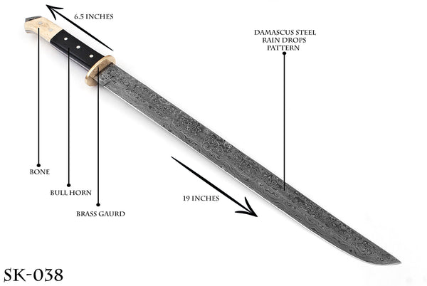 Forged in Fire: Handcrafted Damascus Steel Viking Sword -  (SK038)